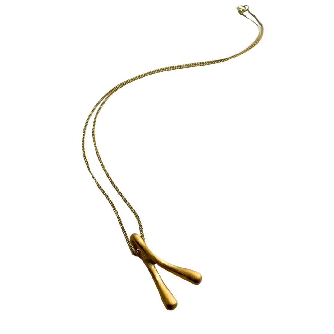 Gold plated wishbone necklace