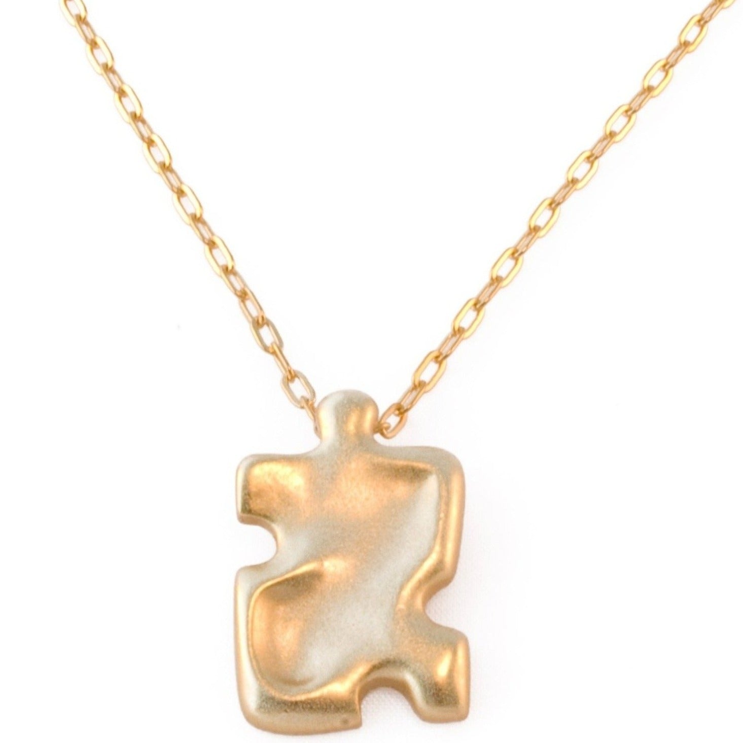 autism puzzle necklace gold