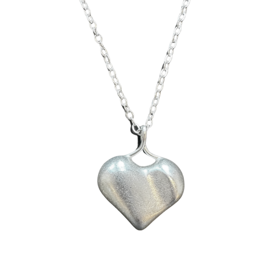 Sculptural Heart Necklace - Silver