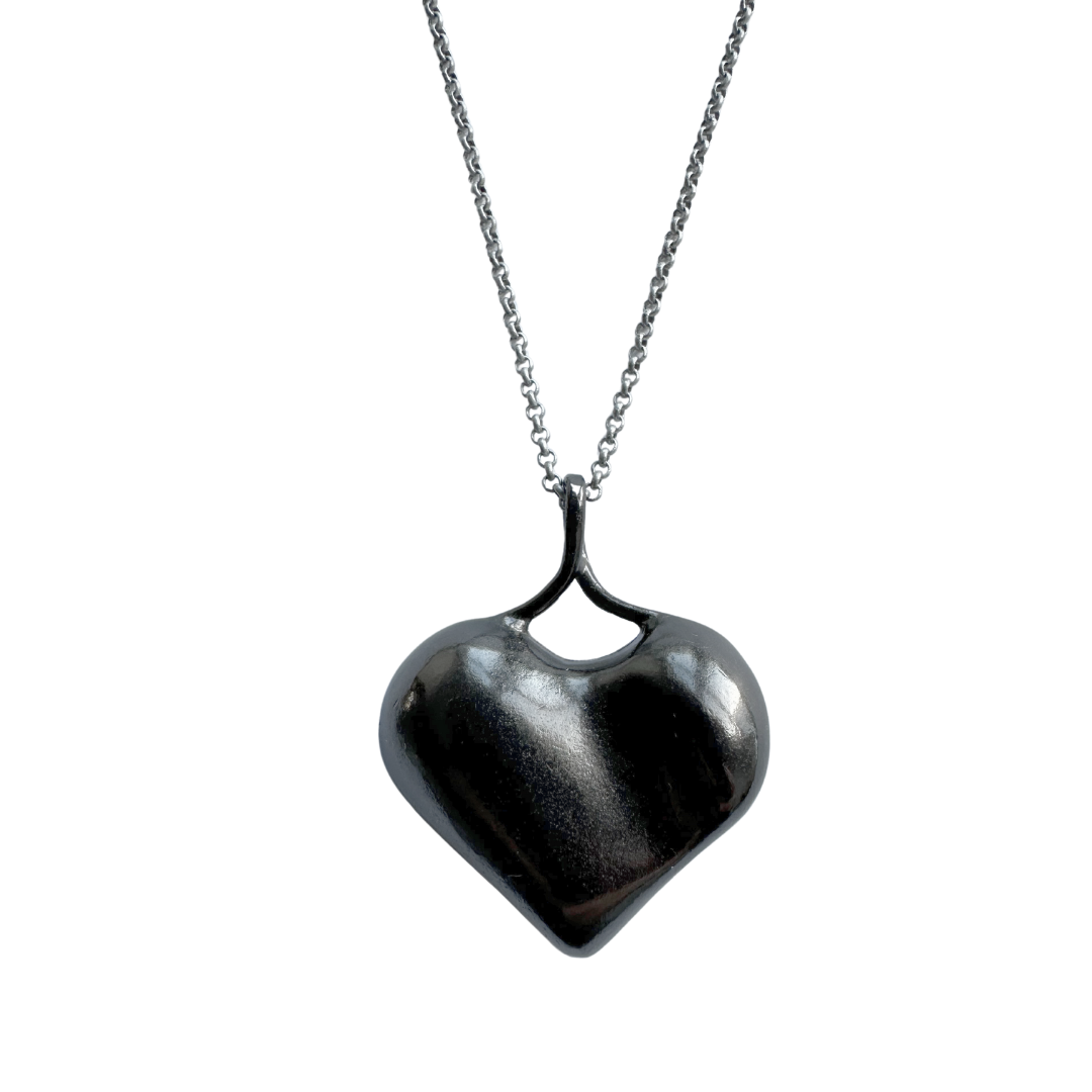 Sculptural Heart Necklace - Hematite