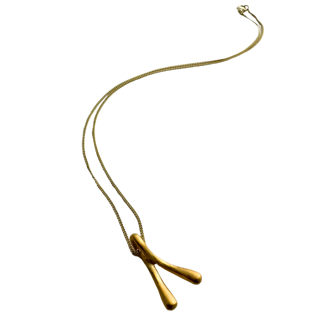 Gold plated wishbone necklace 